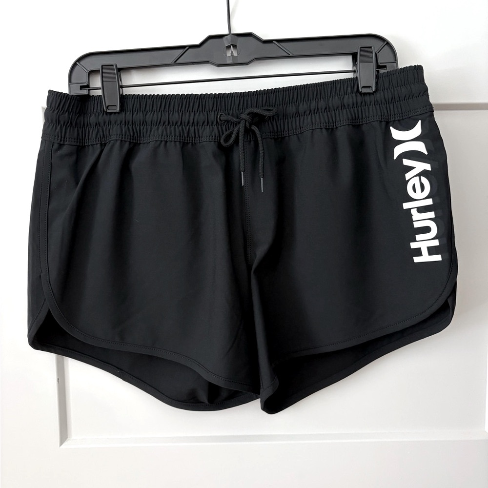 Hurley Black Athletic Shorts Lightweight Elastic Waist